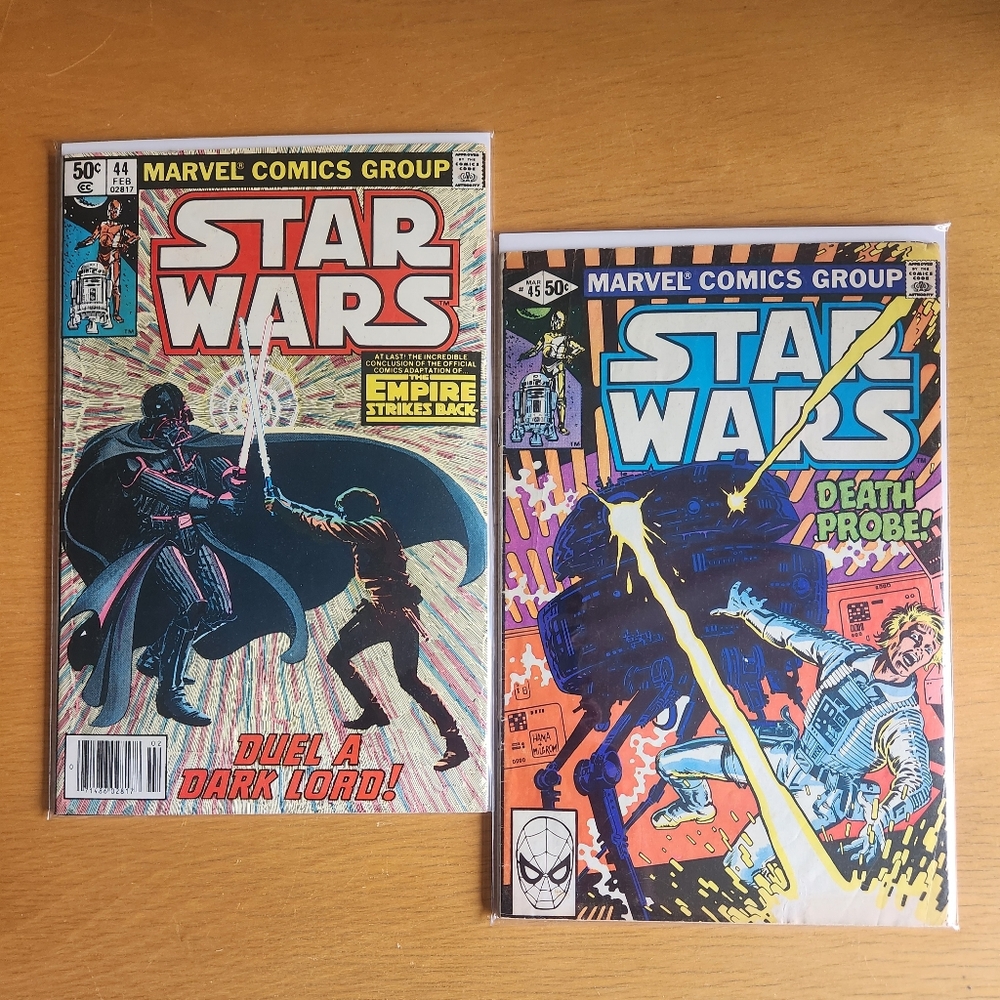 Star Wars #44 & #45, 1980s Marvel comic books (Lot of 2)